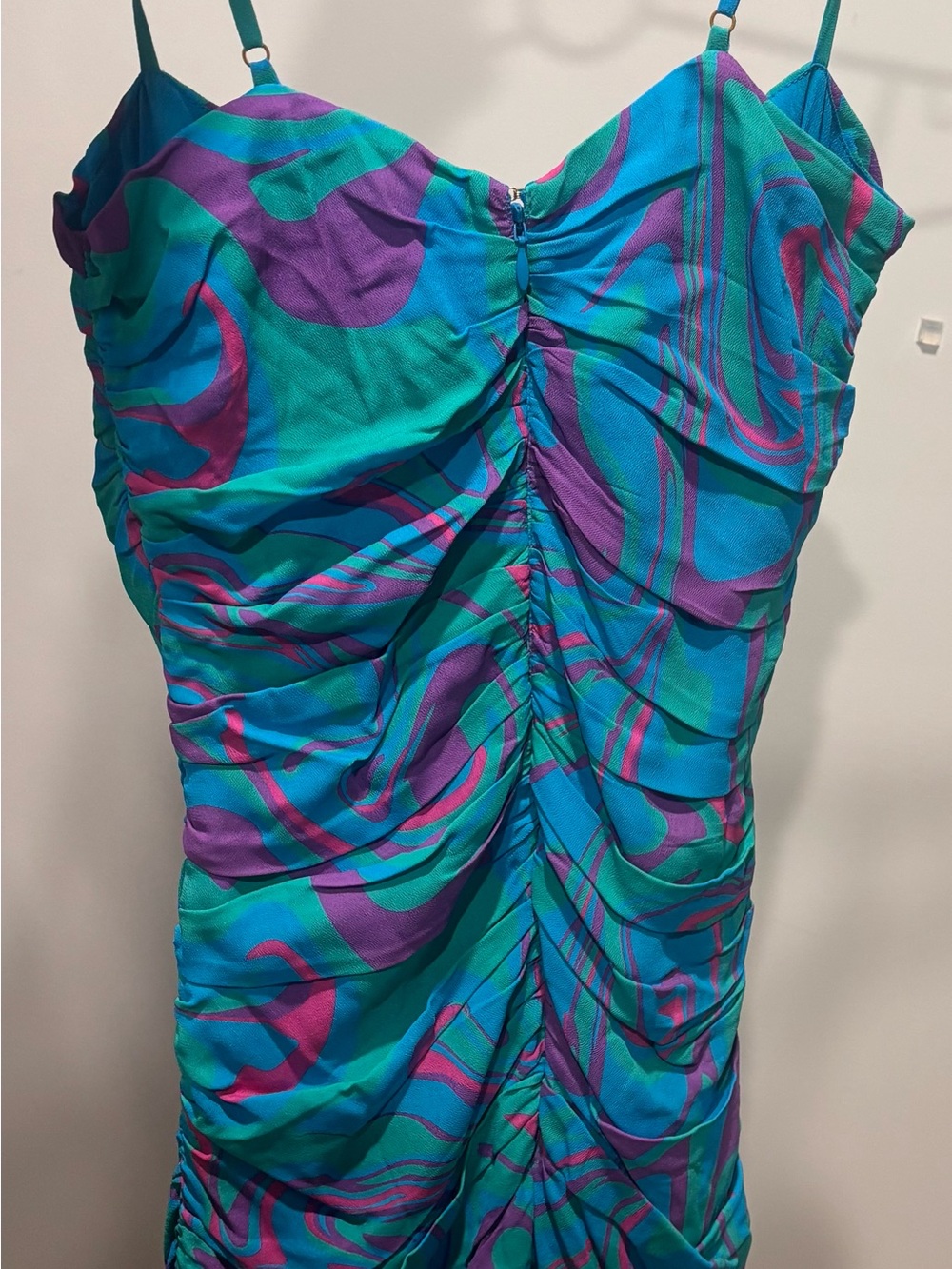 WeWoreWhat Teal, Purple & Pink Swirl Ruched Cami